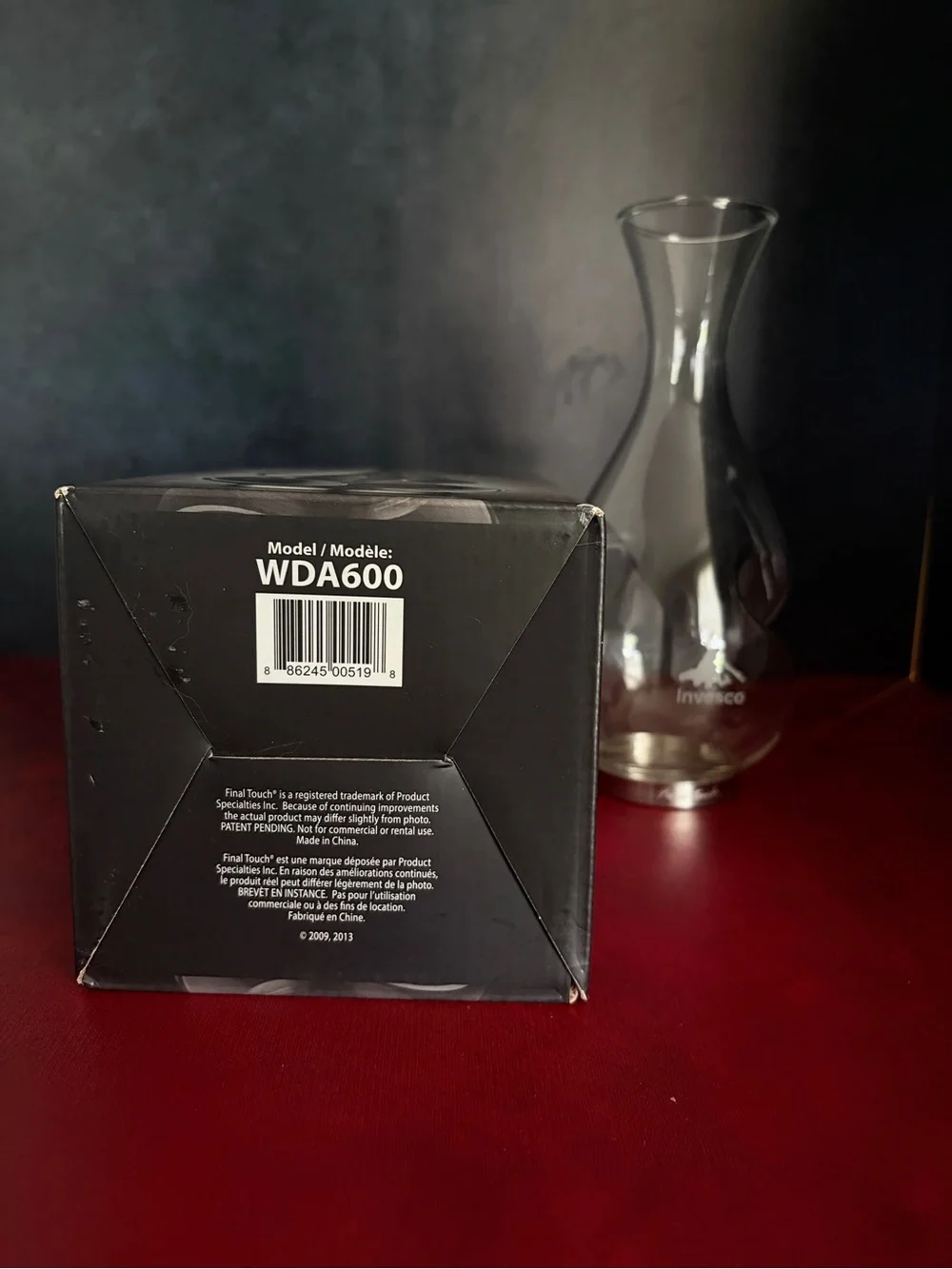 Final Touch Conundrum / Énigme Aerator Decanter Glass Wine Carafe Invesco